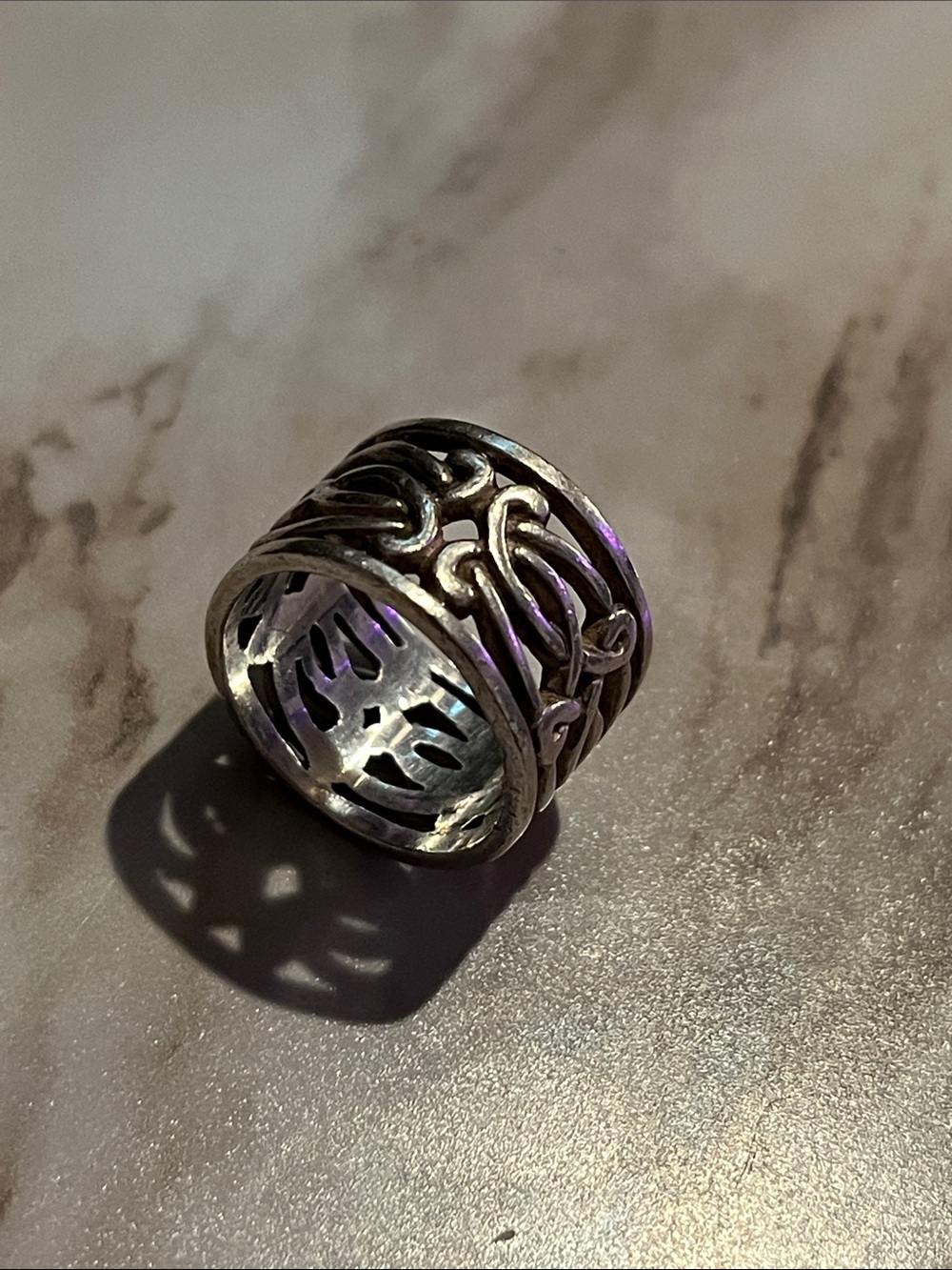 Sterling Celtic Knot Openwork Band Ring - wide band